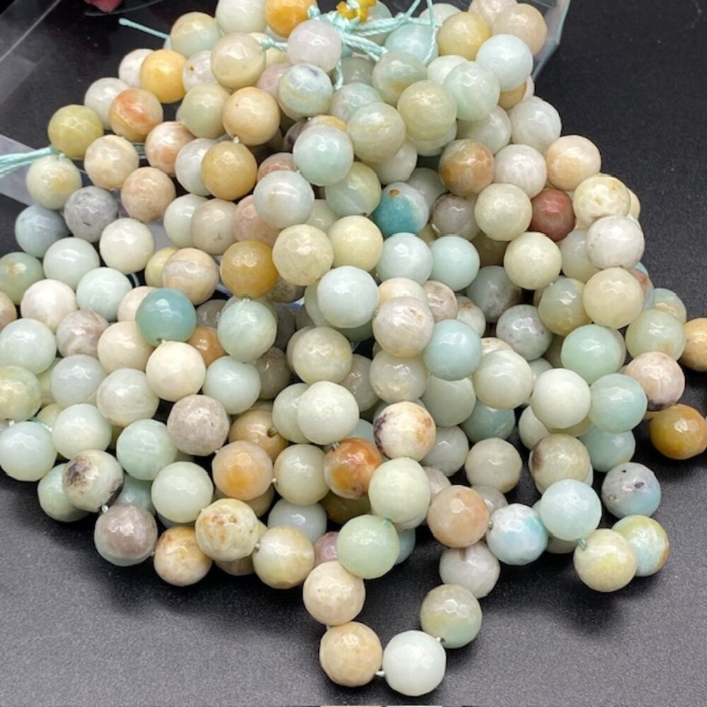 10mm Faceted Amazonite Genuine Semi Precious Natural Gemstone Bead Strand
